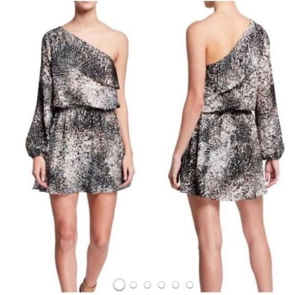 Ramy Brook Pear One Shoulder Long Sleeve Mob Wife Dress Women’s SIZE MED - Picture 1 of 12